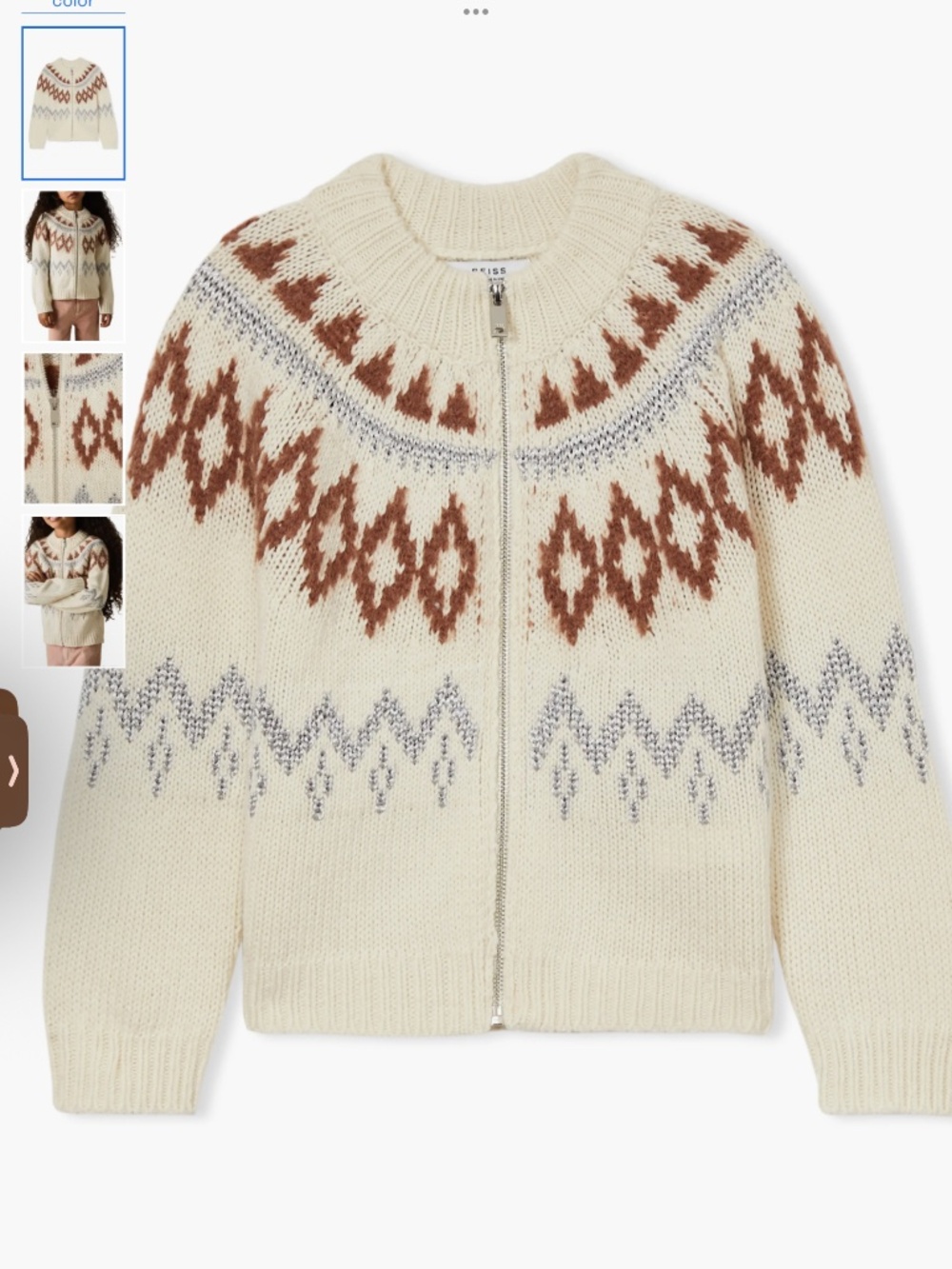 Reiss Kids' Ella Jr. Fair Isle Cardigan, size 5-6 Little Kid